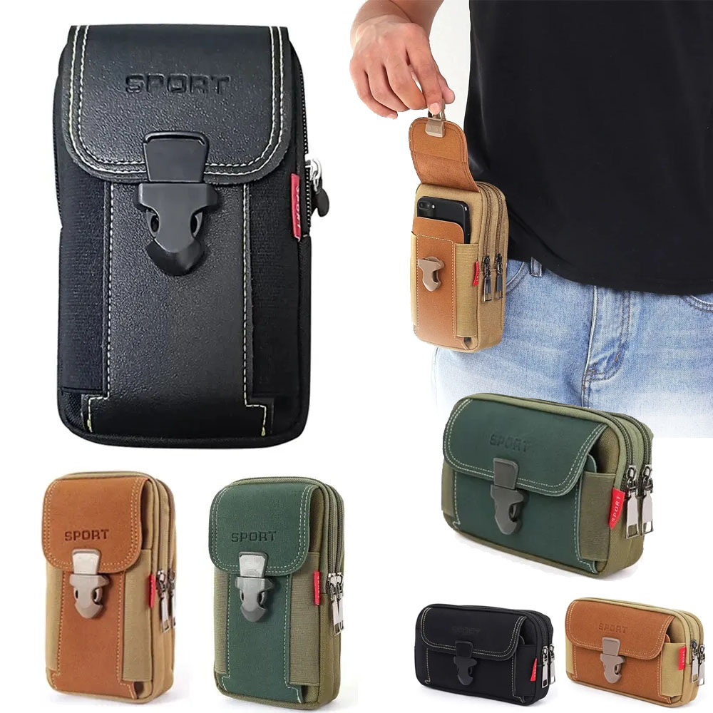 Canvas Backpack Casual - Unisex Belt Pouch Mobile Phone Bag