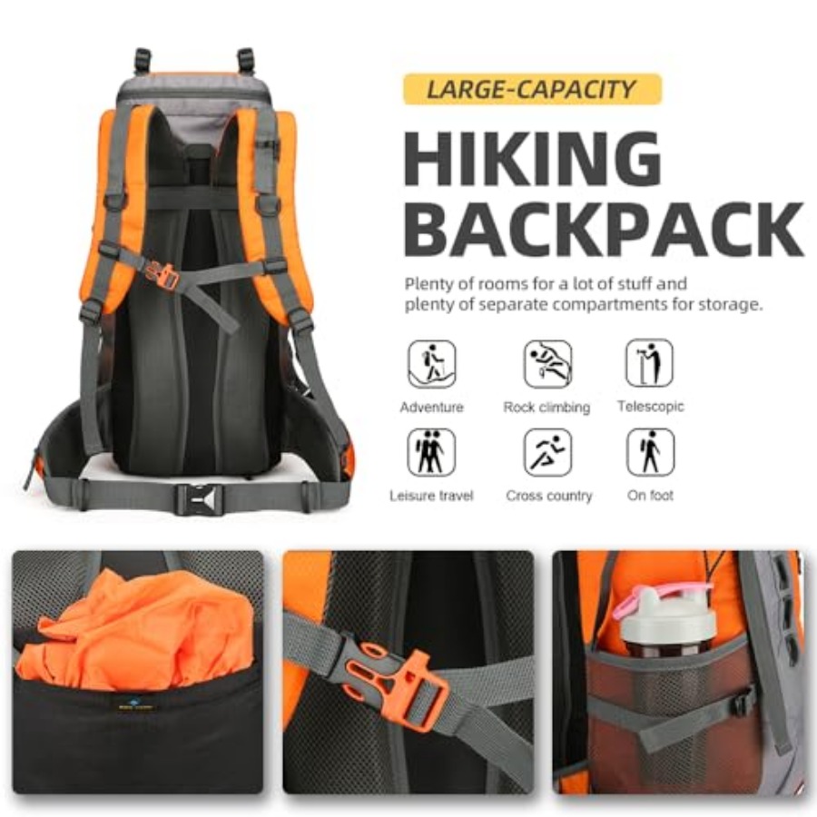60L Hiking Backpack for Men an - Rain Cover Backpack incelemesi ve fiyatı