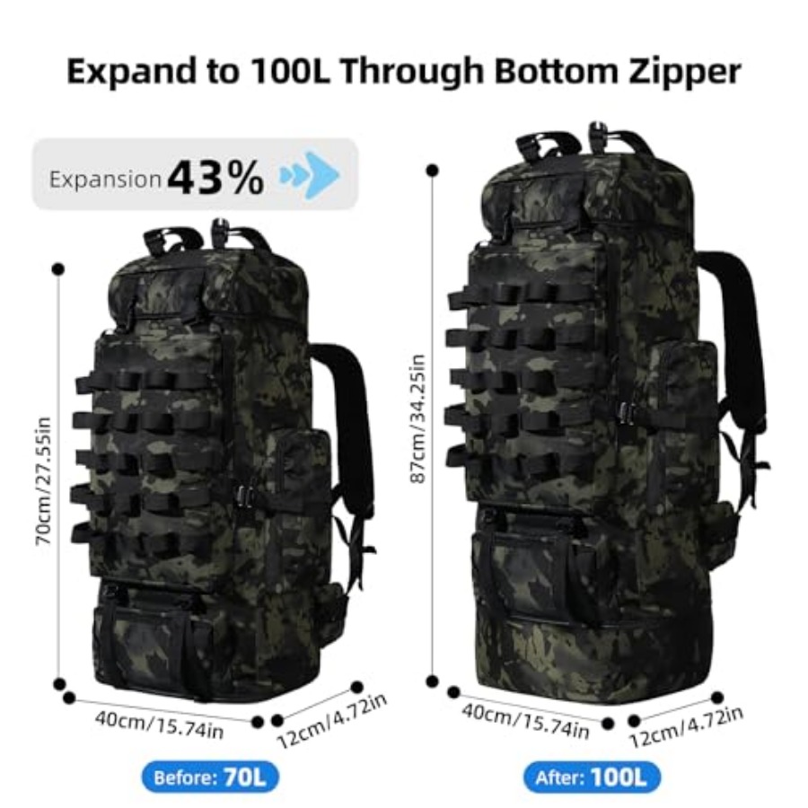 70L/100L Camping Hiking Backpa - Rain Cover Backpack incelemesi ve fiyatı