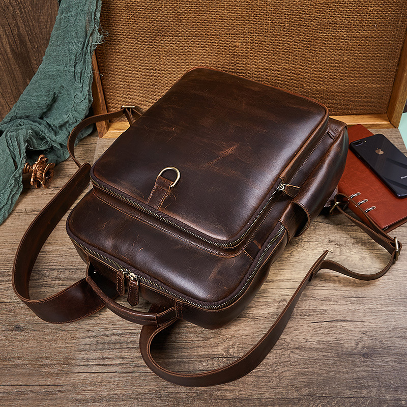 Men's Top Grain Waxed Leather  - Leather Backpack Vintage incelemesi ve fiyatı