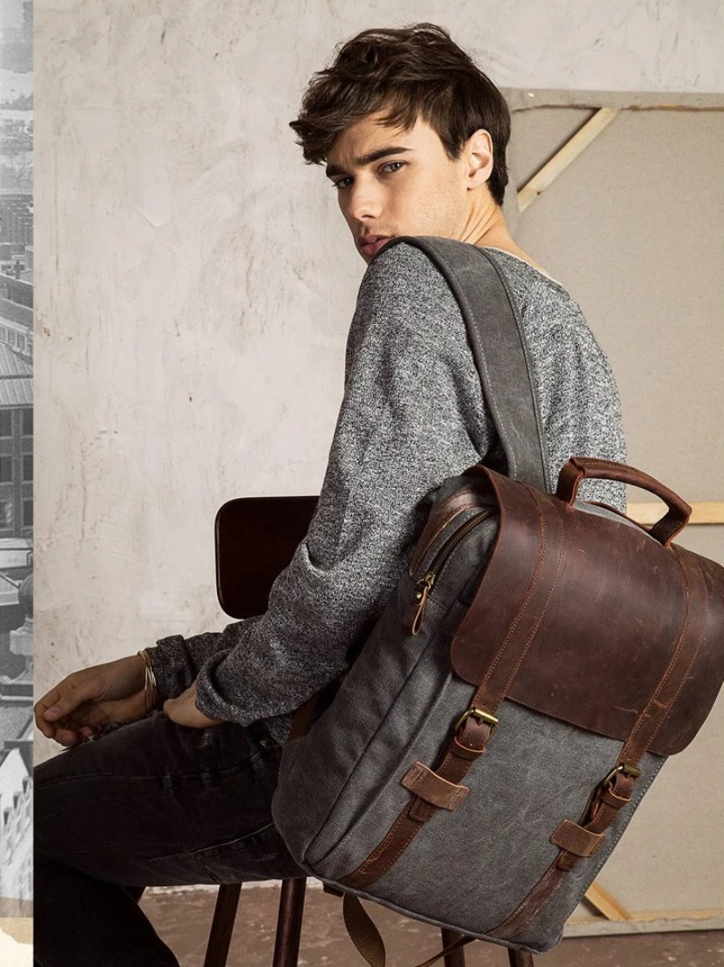 Military Canvas Leather Backpa - Rucksack Military Style incelemesi ve fiyatı