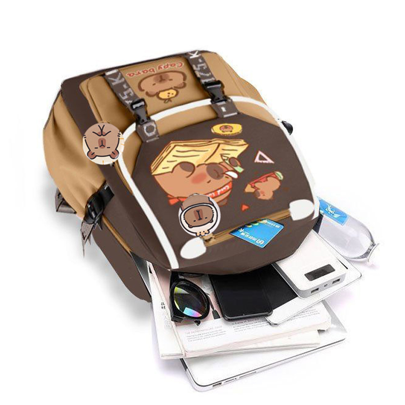 Kawaii Capybara Stylish Khaki  - School Backpack Teen incelemesi ve fiyatı