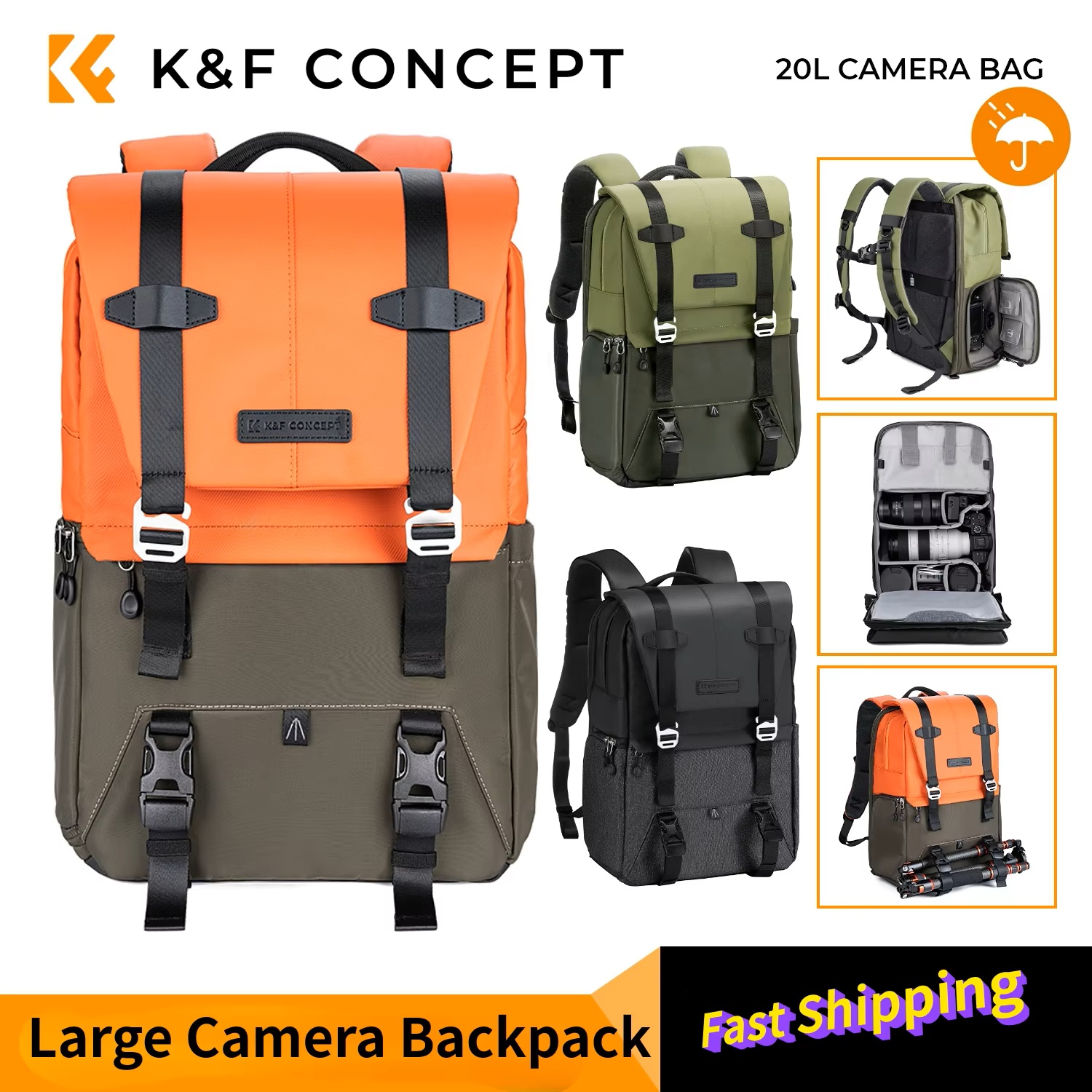 K&F CONCEPT Camera Backpack Tr - Rain Cover Backpack incelemesi ve fiyatı