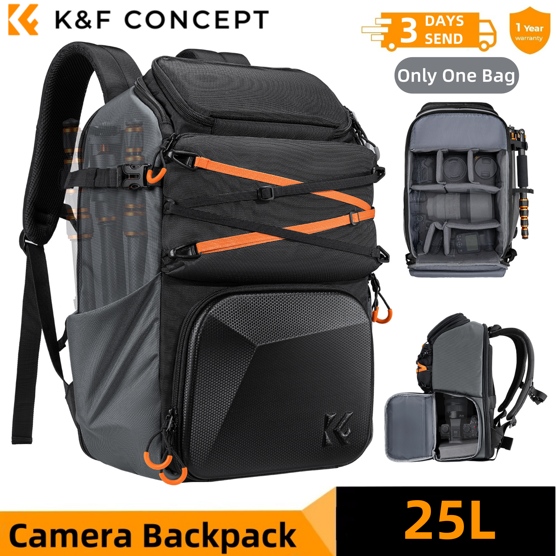 K&F CONCEPT 25L Outdoor Camera - Rain Cover Backpack incelemesi ve fiyatı
