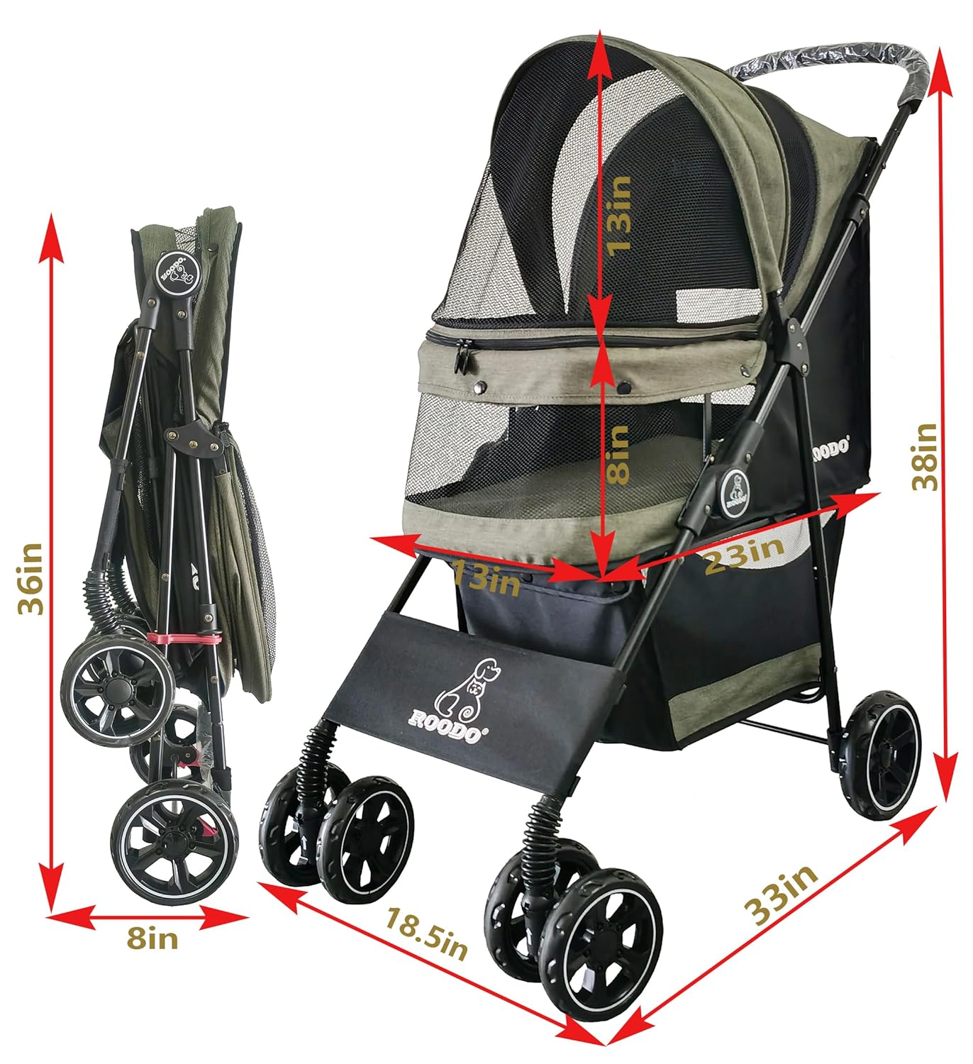4 Wheel Dog Cat Pet Stroller,  - Foldable Backpack Small incelemesi ve fiyatı