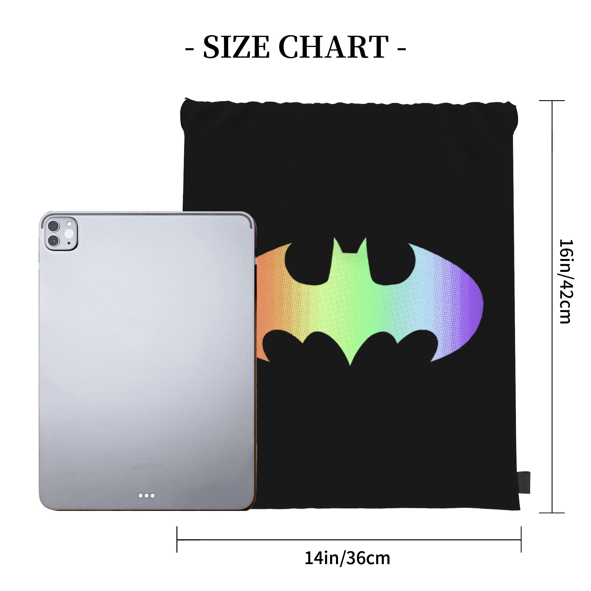 Batmans Logo Rainbow Gradient  - Drawstring Gym Bag incelemesi ve fiyatı
