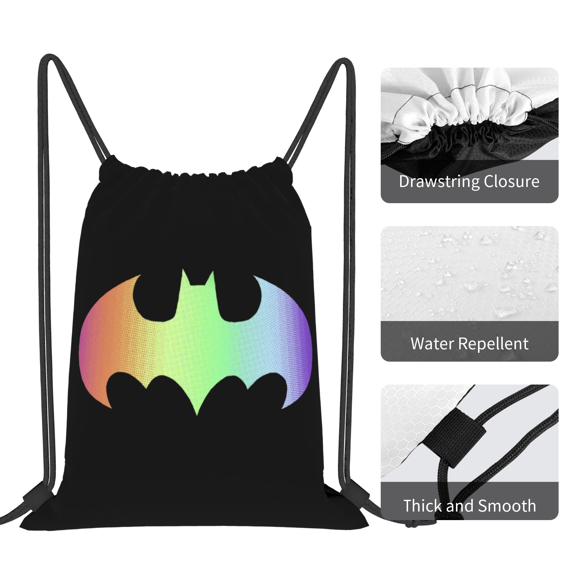 Batmans Logo Rainbow Gradient  - Drawstring Gym Bag incelemesi ve fiyatı