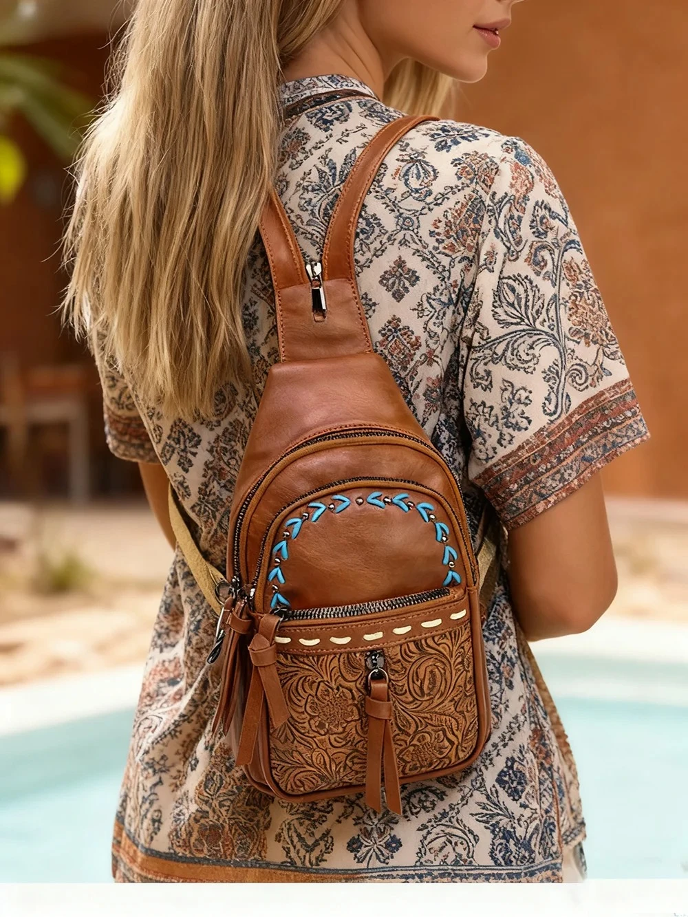 Women Sling Bag 2 in 1 Chest B - Leather Backpack Vintage incelemesi ve fiyatı