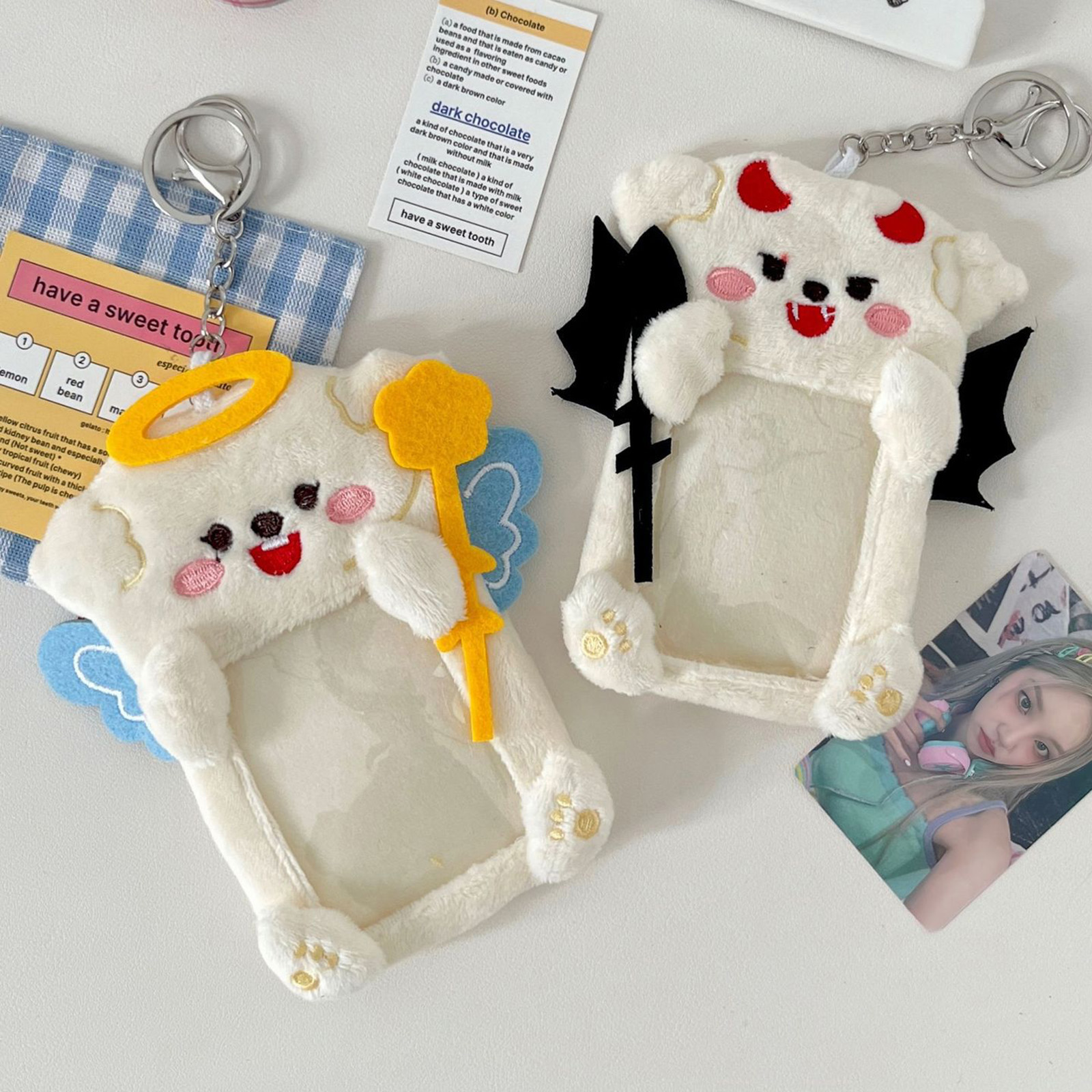 Plush Angel Devil Keychain Cut - Fashion Backpack Women incelemesi ve fiyatı