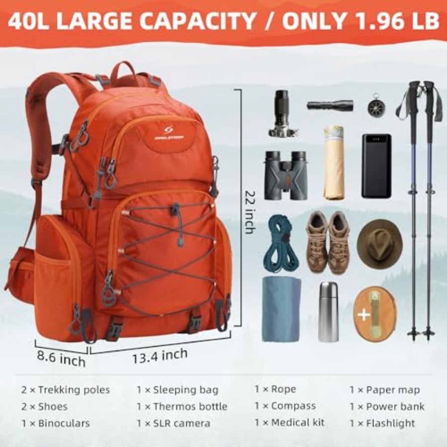 Hiking Backpack, 40L Waterproo - Rain Cover Backpack incelemesi ve fiyatı