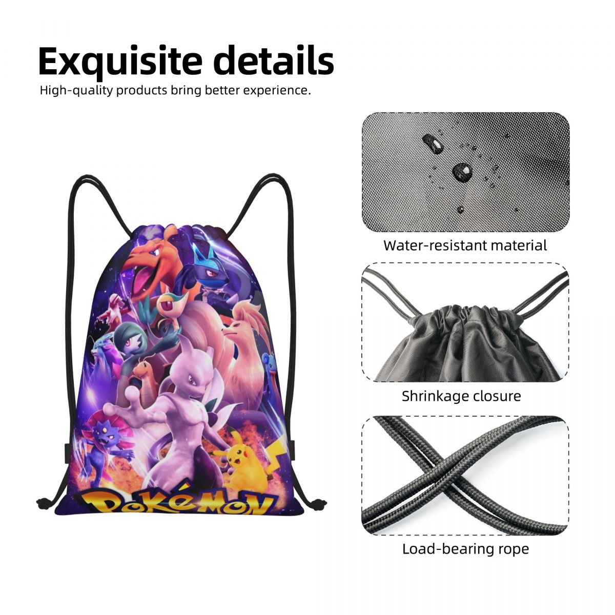 Cute Cartoon Manga Poke-Mon Ba - Drawstring Gym Bag incelemesi ve fiyatı