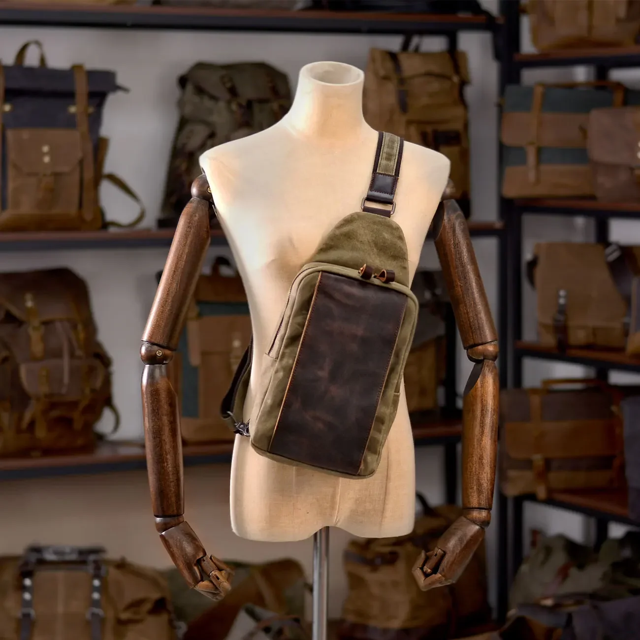 Casual Men's Vintage Waxed Can - Sling Backpack Shoulder incelemesi ve fiyatı