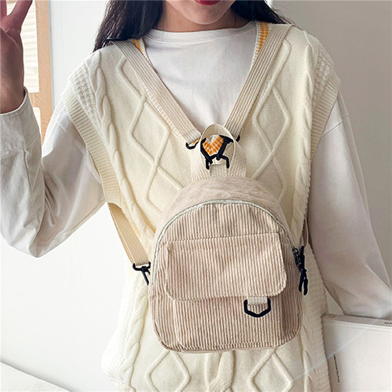 Solid Color Mini Backpack Cord - Fashion Backpack Women incelemesi ve fiyatı