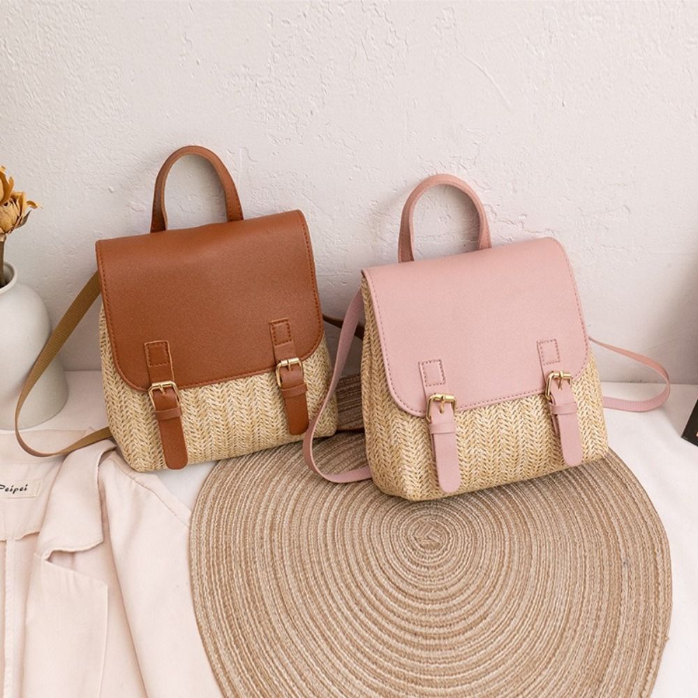 Fashion PU Leather Straw Backp - Leather Backpack Vintage incelemesi ve fiyatı