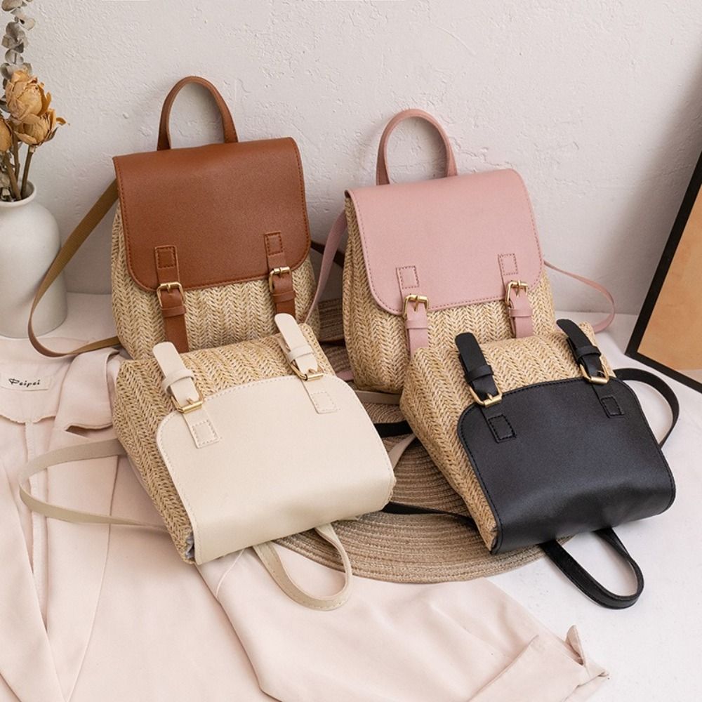 Fashion PU Leather Straw Backp - Leather Backpack Vintage incelemesi ve fiyatı